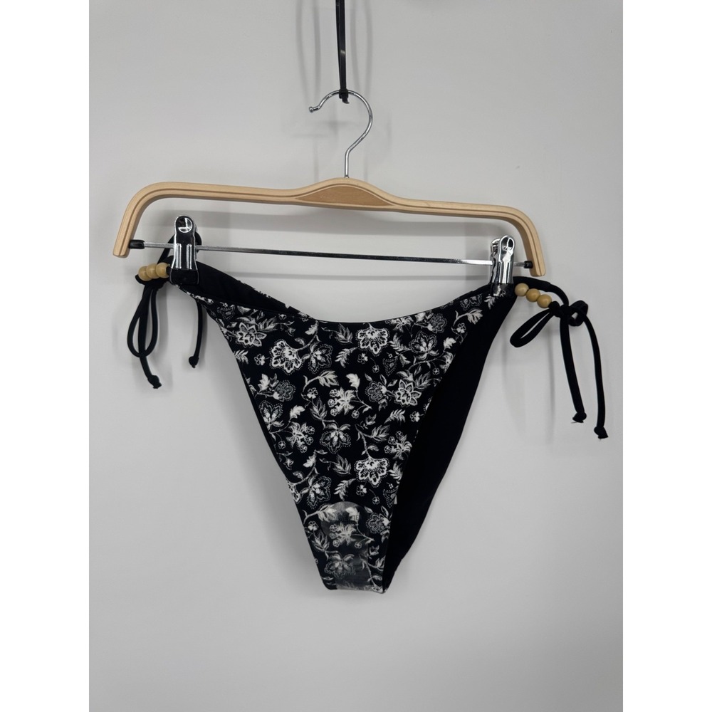 NWT Hollister High-Leg High-Waist Cheeky Bikini Bottom Women Large Black Floral